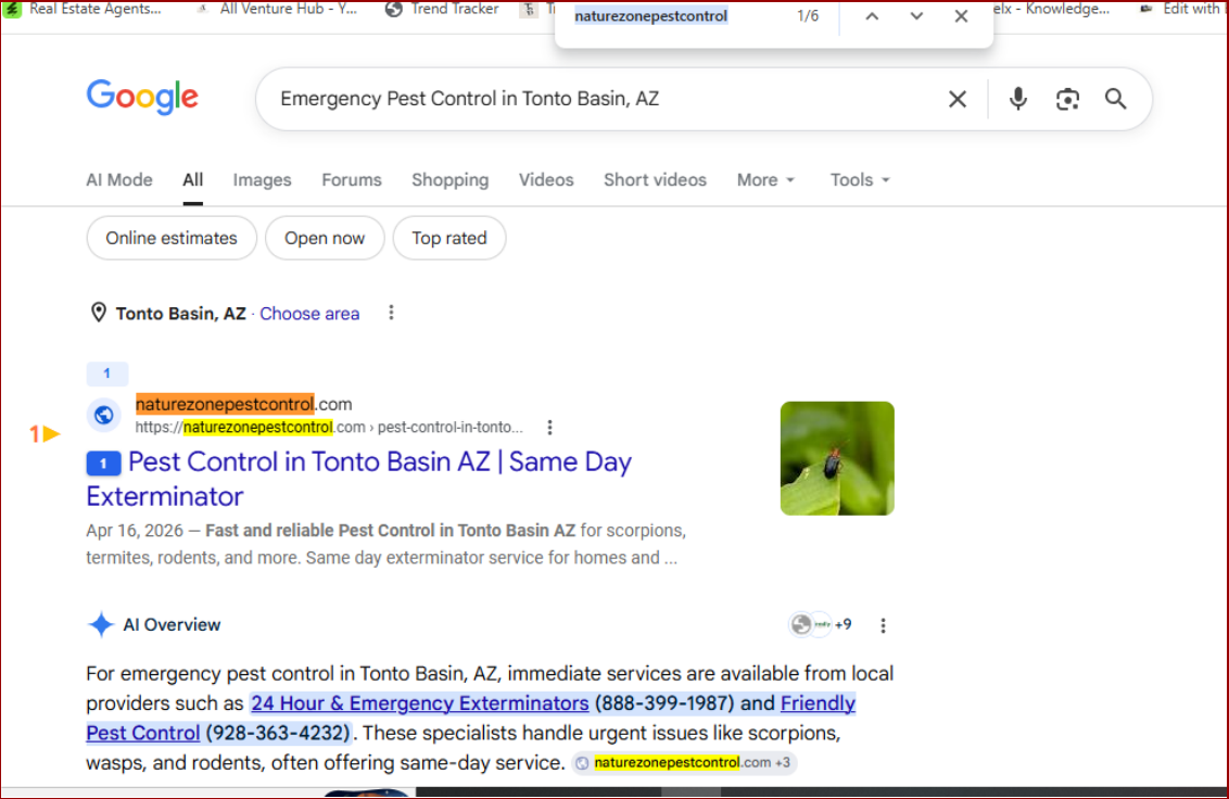 Naturzone Pest Control AI search visibility proof